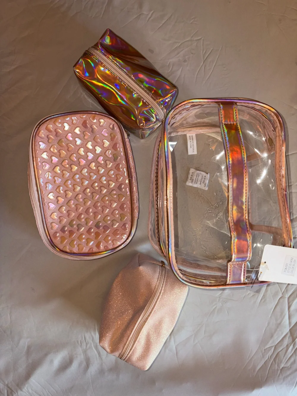 Holographic Pink Makeup Bag set - Vegan Accessories